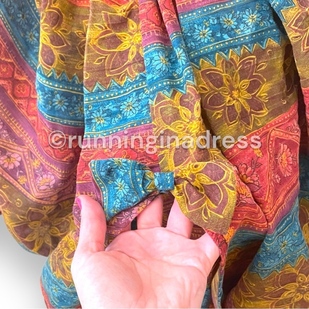 Boho Kaftan and Maxi Skirt Set Upcycled Vintage 70s One Size Fits Up to 3XL - Picture 14 of 16